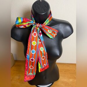 Pucci Silk Tie Scarf Retro Print 62” Colorful